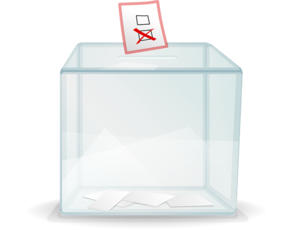 Abstimmungszettel fällt in die Wahlurne.